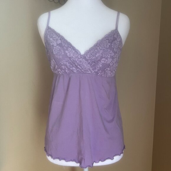 The Limited Tops - Lavender Lace-Trim Cami Women’s Tank Top, Size Small